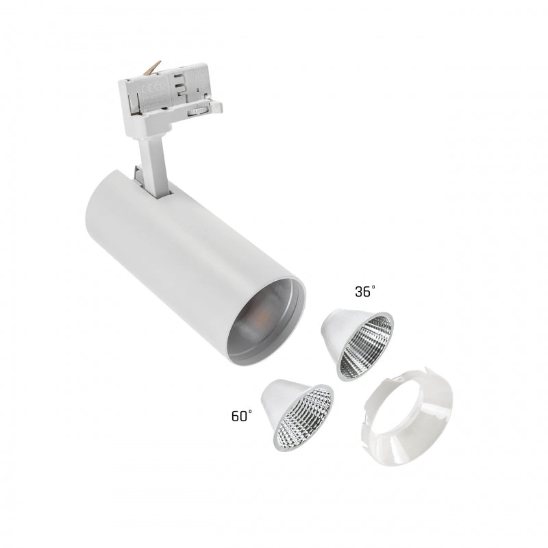 Spectrum ANDROMEDA COB LED Strahler 25W 3000K 2600 Lumen 3-Phasen Weiß IP20 36° 60°
