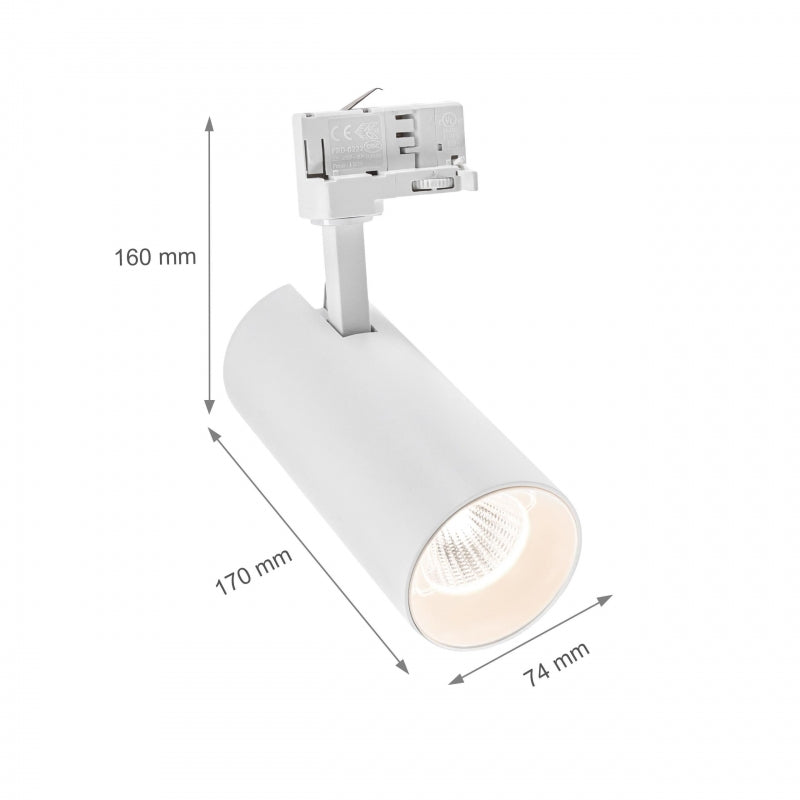 Spectrum ANDROMEDA COB LED Strahler 25W 3000K 2600 Lumen 3-Phasen Weiß IP20 36° 60°