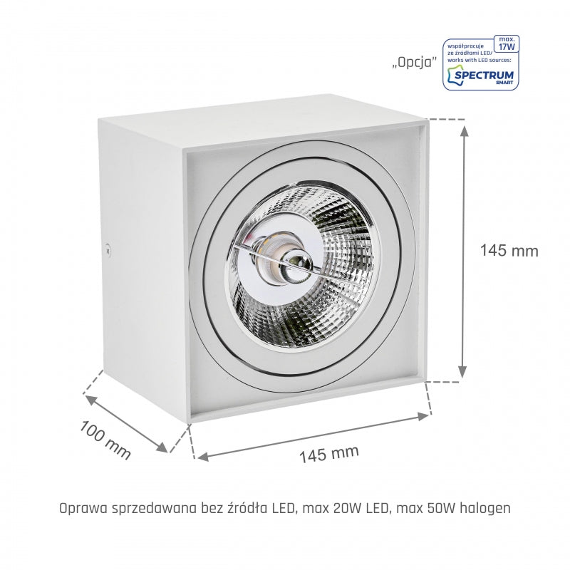 Spectrum CHLOE AR111 GU10 LED Anbau-Deckenleuchte, IP20 Weißes Aluminiumgehäuse, 20W max 250V