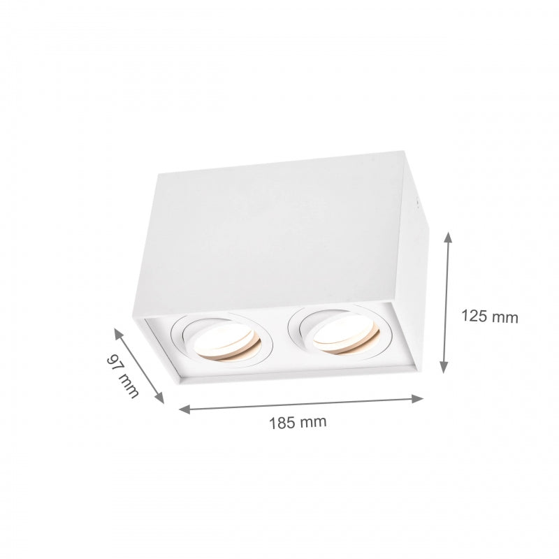 Spectrum CHLOE DUO Weiß Rechteck Verstellbare Deckenleuchte Spot 2xGU10 Aufputz IP20 Innen