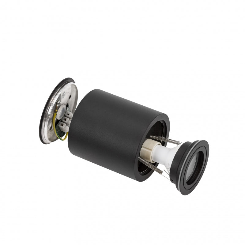 Spectrum CHLOE GU10 Surface-Mounted Ceiling Light, IP65 Black Aluminum Round Housing, 250V, 6W Max