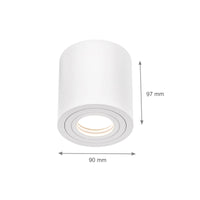 Spectrum CHLOE GU10 Deckenaufbauleuchte, Weiß, IP65, Aluminium Glas, 250V, 90x97mm