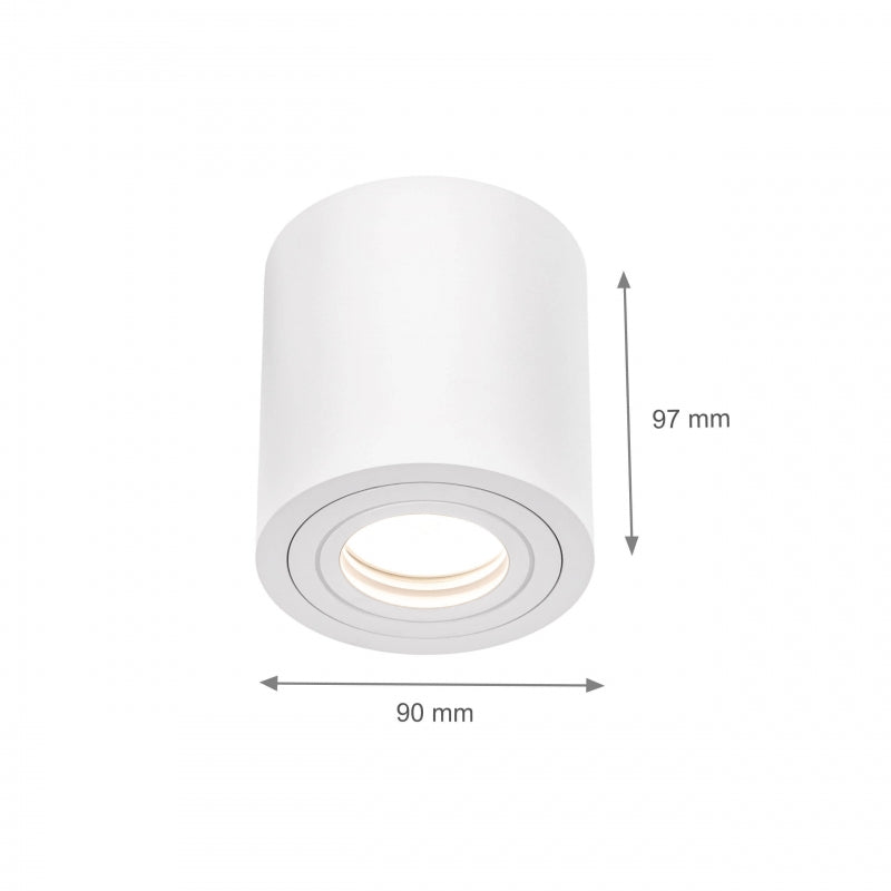 Spectrum CHLOE GU10 Deckenaufbauleuchte, Weiß, IP65, Aluminium Glas, 250V, 90x97mm