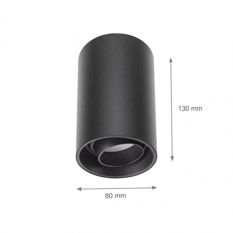 Spectrum CHLOE LED GU10 Aufbau-Spotleuchte, IP20, max. 10W, runde schwarze schwenkbare Deckenleuchte