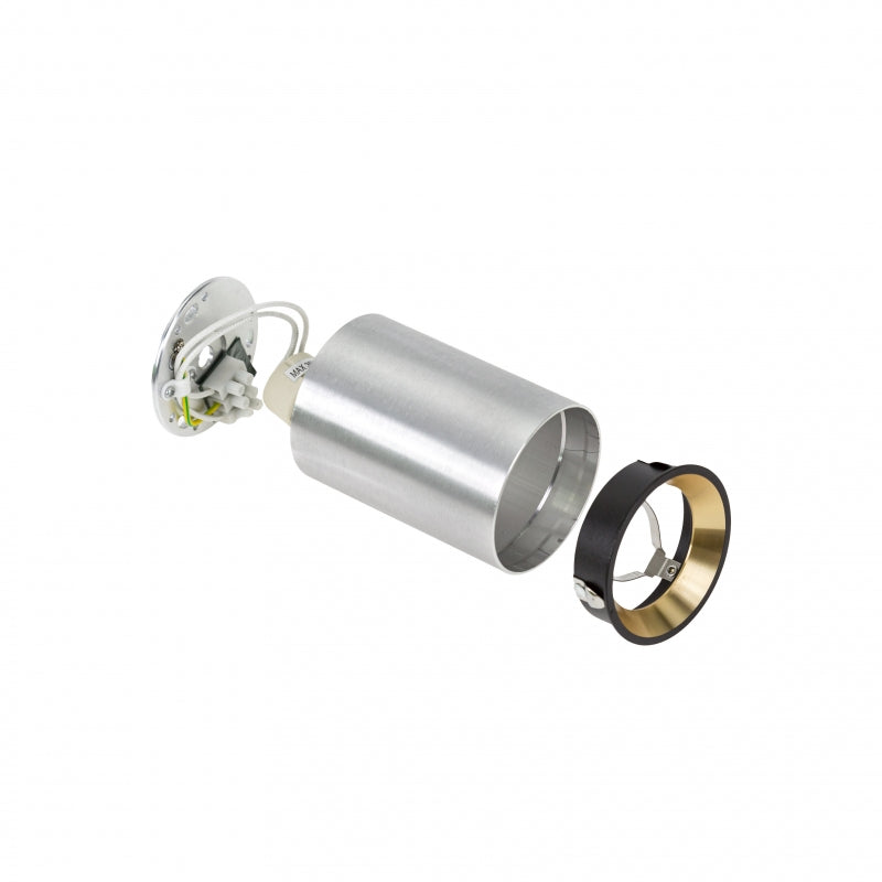 Spectrum CHLOE MINI GU10 surface-mounted ceiling light, Silver body with Gold ring and Black edge, IP20