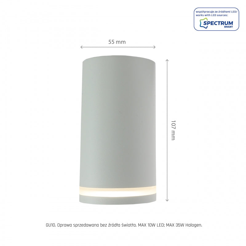 Spectrum CHLOE Mini Ring Aufbau-GU10-Deckenleuchte 230V IP20 Weiß Aluminium Ø55x107mm