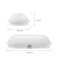 Spectrum LED 20W IP54 230V ovale Deckenleuchte mit PIR-Sensor 4000K 2300 Lumen Weißes Gehäuse