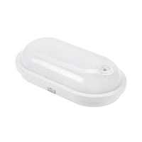 Spectrum LED 20W IP54 230V ovale Deckenleuchte mit PIR-Sensor 4000K 2300 Lumen Weißes Gehäuse