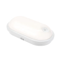 Spectrum LED 20W IP54 230V ovale Deckenleuchte mit PIR-Sensor 4000K 2300 Lumen Weißes Gehäuse