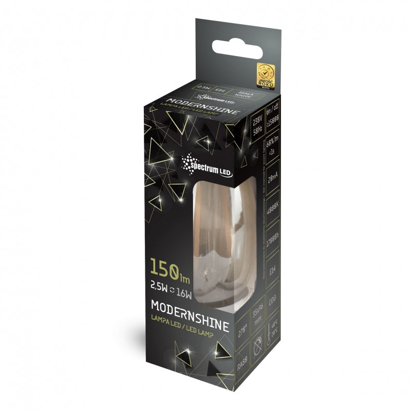 Spectrum LED Candle C35 E14 3W 230V 4000K 150 lumens 300° beam angle non dimmable warm white bulb