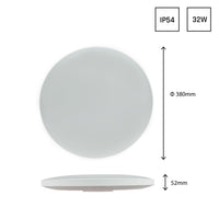 Spectrum LED ceiling light 32W 6000K 230V IP54 round White Black 3450 lumens 115° beam surface mount