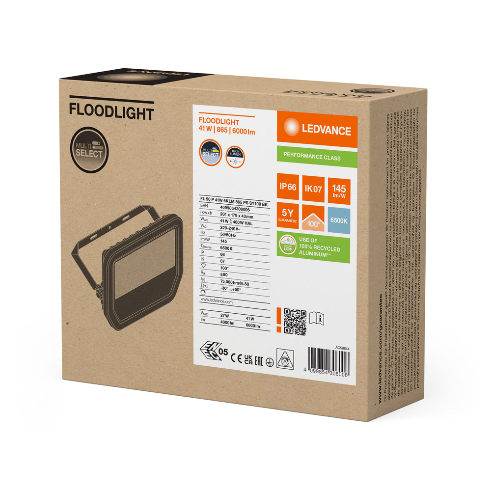 Spectrum LED Strahler GEN 4 Schwarz 41W 6000 Lumen 6500K IP66 symmetrischer Lichtkegel ersetzt 100W