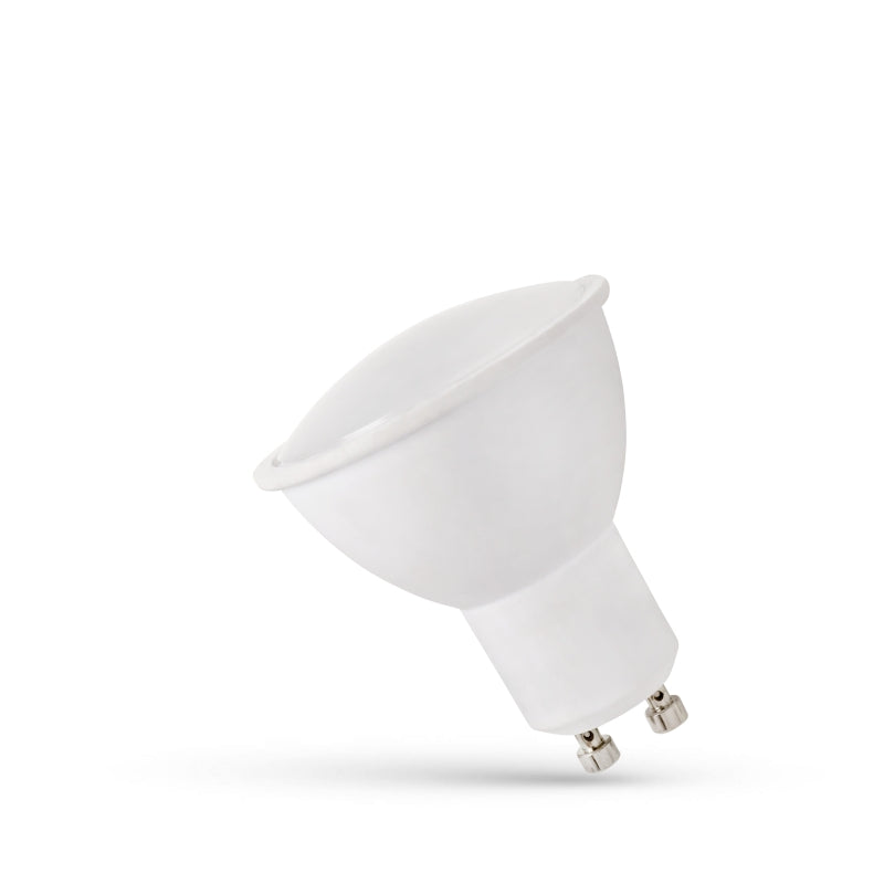 Spectrum LED GU10 bulb 230V 1.5W 3000K Warm White 120 lumens with milky cover, 120° beam angle