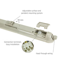 Spectrum LED LIMEA GIGANT Hermetisch 1200mm 38W 6000K 230V IP65 IK10 Kaltweiß Decken- oder Pendelleuchte Grau