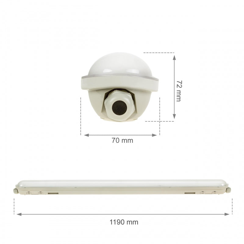 Spectrum LED LIMEA GIGANT Hermetisch 1200mm 38W 6000K 230V IP65 IK10 Kaltweiß Decken- oder Pendelleuchte Grau