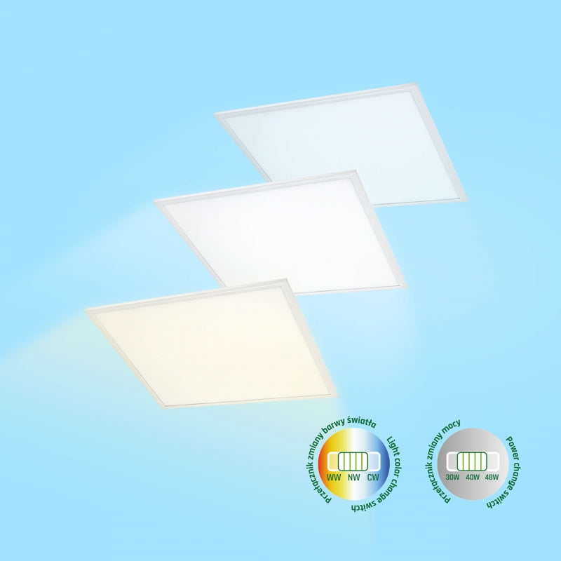 Spectrum LED Panelleuchte 48W CCT 230V 6300 Lumen 120° IP20 CRI 80 Weiß 600x600 Einbau- oder Aufbau­montage
