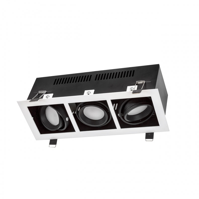 Spectrum LED Einbaurahmen für 3x GU10, Weißes Aluminiumgehäuse, 3x10W max, 250V, IP20 Innenbeleuchtung