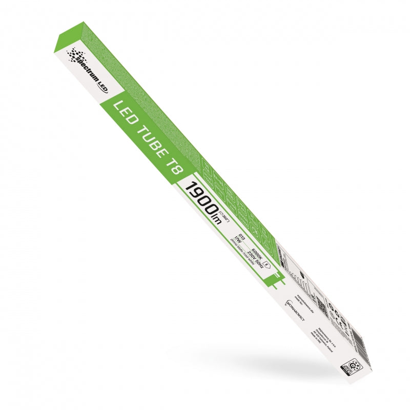 Spectrum LED Tube T8 G13 17W 6000K Cold White 1900 lumens 230V 1200mm Glass 270° Beam