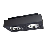 Spectrum MIRORA AR111 GU10 Aufbau-Spotlight, 2x20W LED, 250V IP20, schwarz verstellbare rechteckige Deckenhalterung