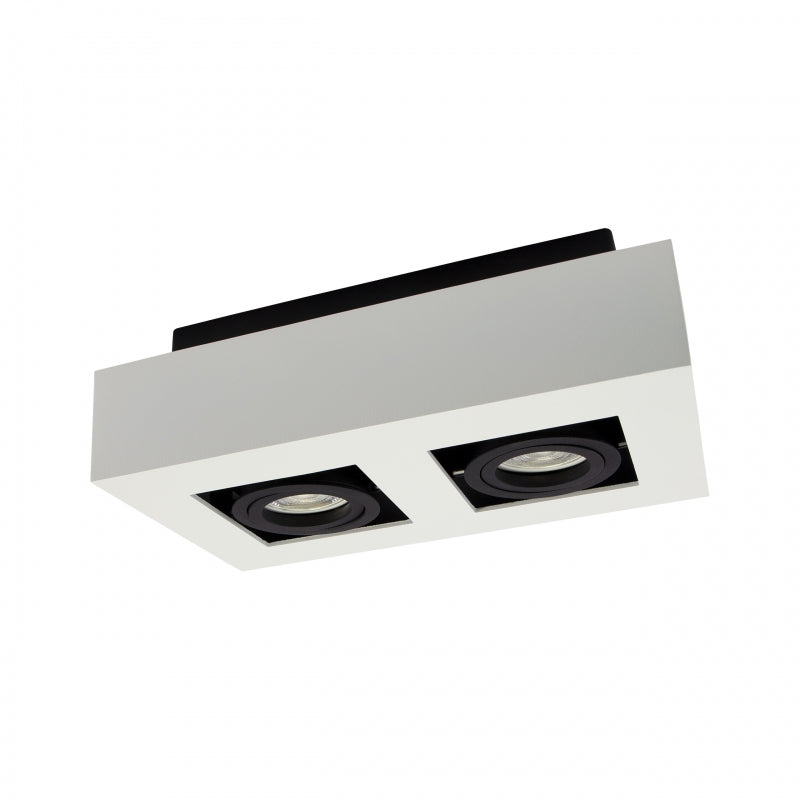 Spectrum MIRORA GU10 Deckenaufbauleuchte, 2x10W LED, 250V, IP20, schwenkbar, Weiß Schwarz Aluminium