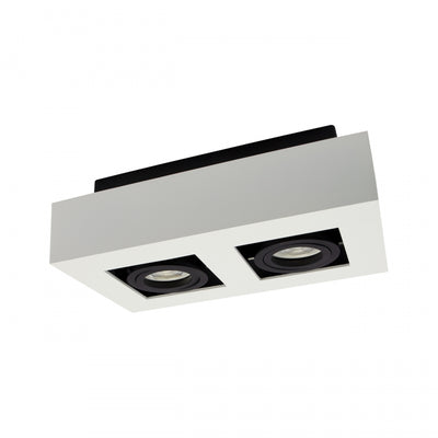 Spectrum MIRORA GU10 surface ceiling spotlight, 2x10W LED, 250V, IP20, adjustable, White Black aluminum