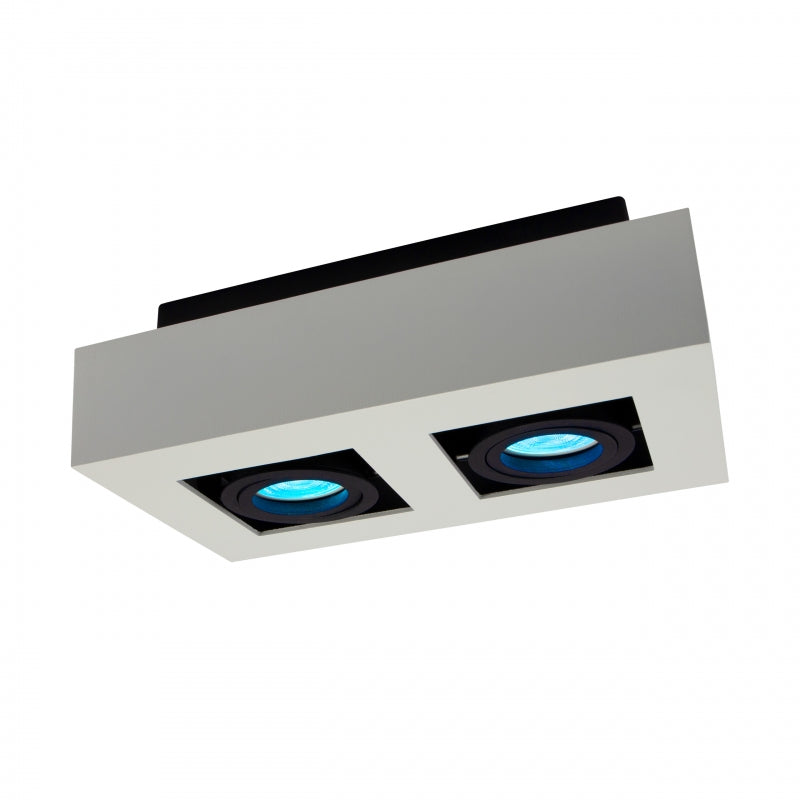 Spectrum MIRORA GU10 Deckenaufbauleuchte, 2x10W LED, 250V, IP20, schwenkbar, Weiß Schwarz Aluminium