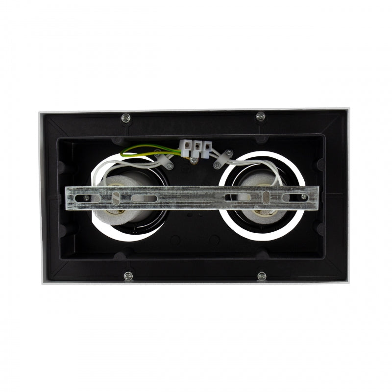 Spectrum MIRORA GU10 Deckenaufbauleuchte, 2x10W LED, 250V, IP20, schwenkbar, Weiß Schwarz Aluminium