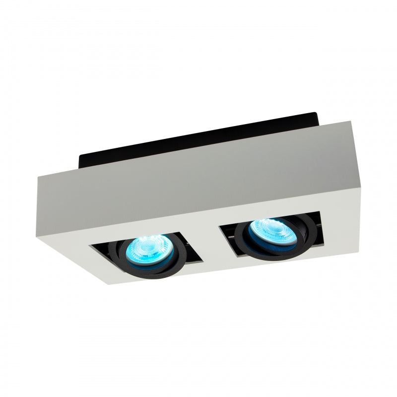 Spectrum MIRORA GU10 Deckenaufbauleuchte, 2x10W LED, 250V, IP20, schwenkbar, Weiß Schwarz Aluminium