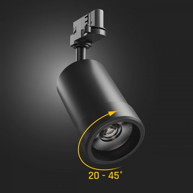 Spectrum PAVA BASIC LED Strahler 20W CCT 230V 3-Phasen 20-45° Schwarz IP20 2225 Lumen CRI 80