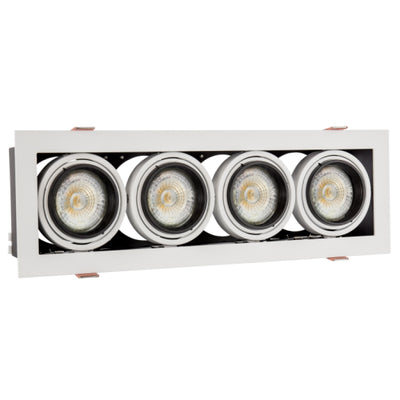 Spectrum Einbaurahmen LED GU10 x4, 4x10W, 250V, IP20, Weißes Aluminiumgehäuse für Innenbeleuchtung