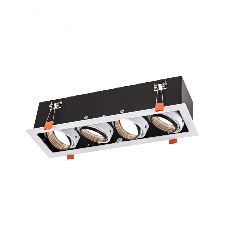 Spectrum Einbaurahmen LED GU10 x4, 4x10W, 250V, IP20, Weißes Aluminiumgehäuse für Innenbeleuchtung