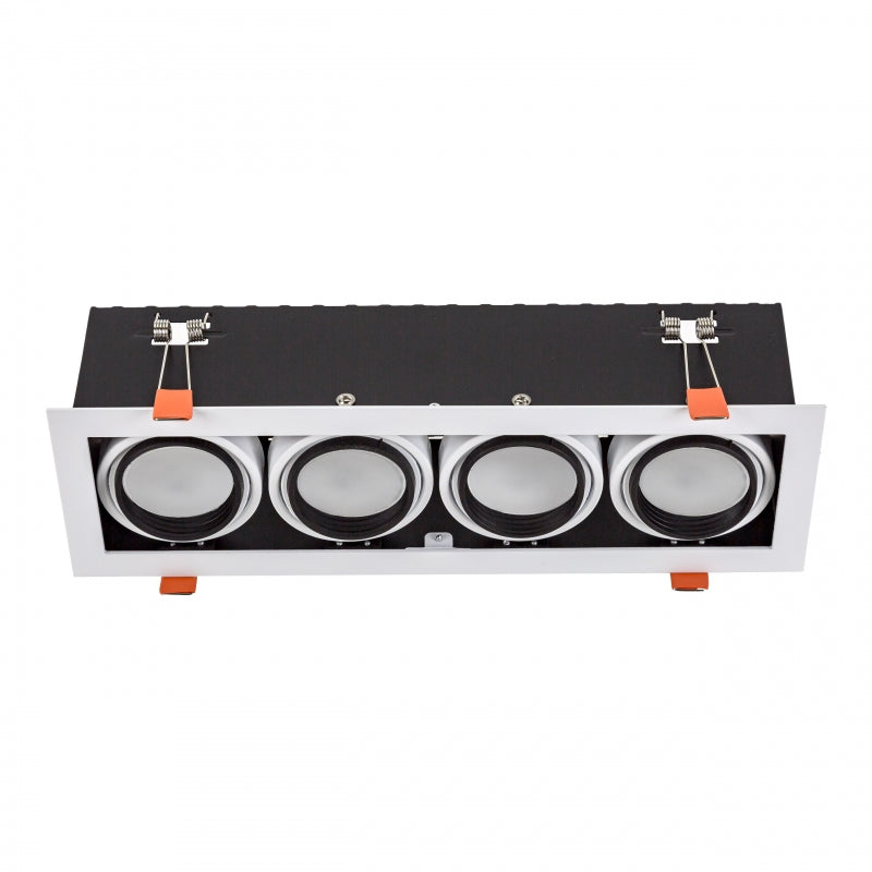 Spectrum Einbaurahmen LED GU10 x4, 4x10W, 250V, IP20, Weißes Aluminiumgehäuse für Innenbeleuchtung