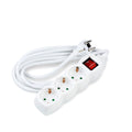 Technik 3-fach Steckdosenleiste mit Schalter, 3m 1,5mm² Kupferkabel Weiß 16A 250V