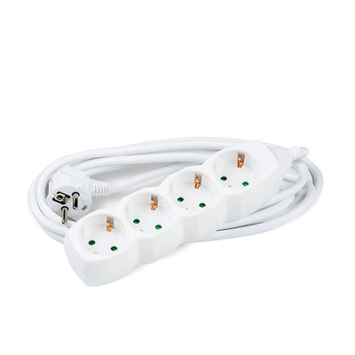 Technik 4-fach Steckdosenleiste, 3m Kupferkabel 1.5mm², Weiß, 16A 250V mit Kinderschutz
