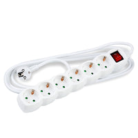 Technik 6-fach Steckdosenleiste, 1,5m Kupferkabel 1,5mm², 16A 250V, Weiß mit Kindersicherung