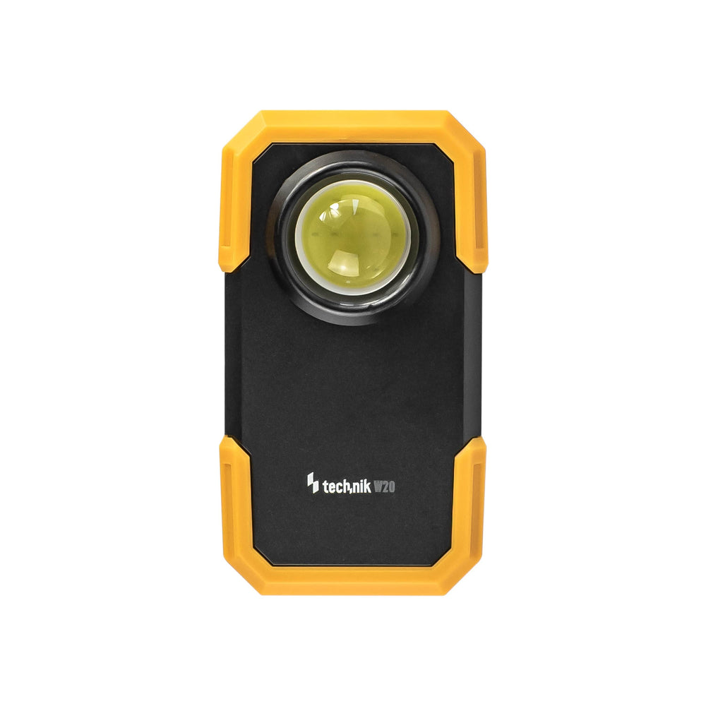 Technik LED Taschenlampe W20 COB 250 Lumen, betrieben mit 3xAAA, weißes Kunststoffgehäuse, IPX2 mit Magnet und Clip