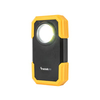 Technik LED Taschenlampe W20 COB 250 Lumen, betrieben mit 3xAAA, weißes Kunststoffgehäuse, IPX2 mit Magnet und Clip