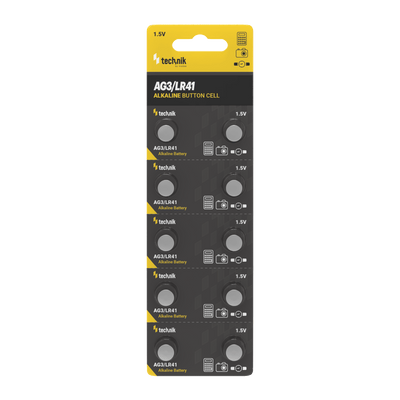 Technik Platinum AG3 LR41 192 392 1.5V Alkaline Button Cell Battery Pack of 10 for watches and small devices