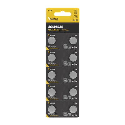 Technik Platinum Alkaline AG13 LR44 A76 357 Button Cell Battery 1.5V 155mAh B10 Pack of 10
