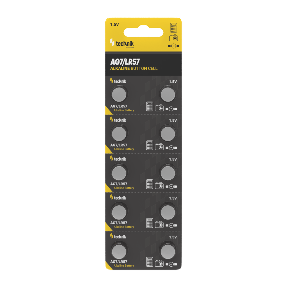 Technik Platinum Alkaline Knopfzelle 1.5V AG7 LR57 371 SR920W, 10er Pack zuverlässige Knopfzellenbatterie