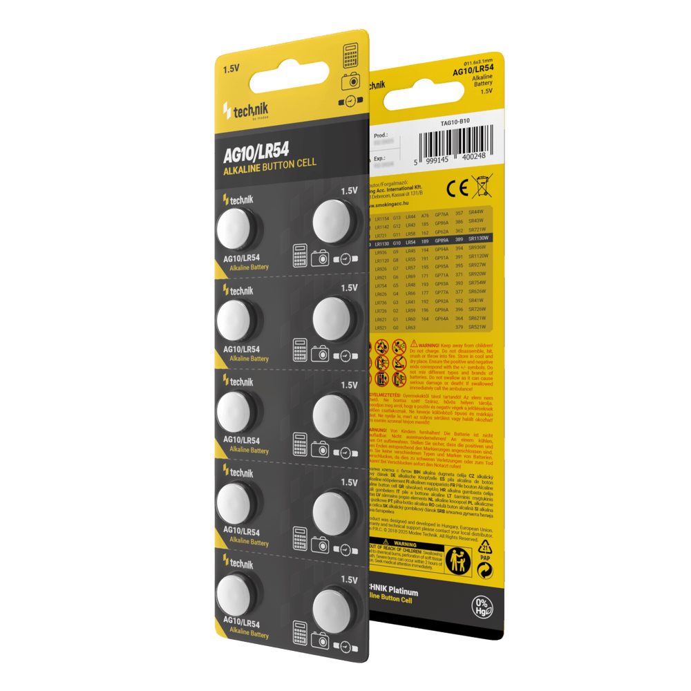 Technik Platinum Alkaline Knopfzelle AG10 LR54 189 389 1.5V B10 Packung mit 10 für zuverlässige Kleingeräte