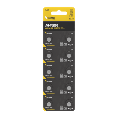 Technik Platinum Alkaline Button Cell AG4 LR66 377 1.5V Knoopcelbatterij 10 Pack
