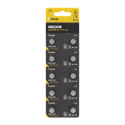Technik Platinum Alkaline Button Cell AG5 LR48 193 393 1.5V Knoopcelbatterij 10 Pack