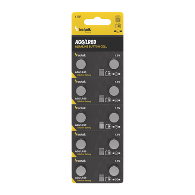 Technik Platinum coin cell alkaline batteries 1.5V AG6 LR69 171 371 pack of 10 for watches and electronics