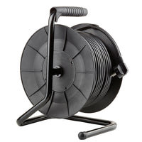 Technik Professional Kabeltrommel 50m 1.5mm² Schwarz 16A 4 Steckdosen mit Schalter Innen Außen