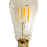 Lcb led filament lamp st64 edison clear glass e27 4w 390 lumen 2700k warm white
