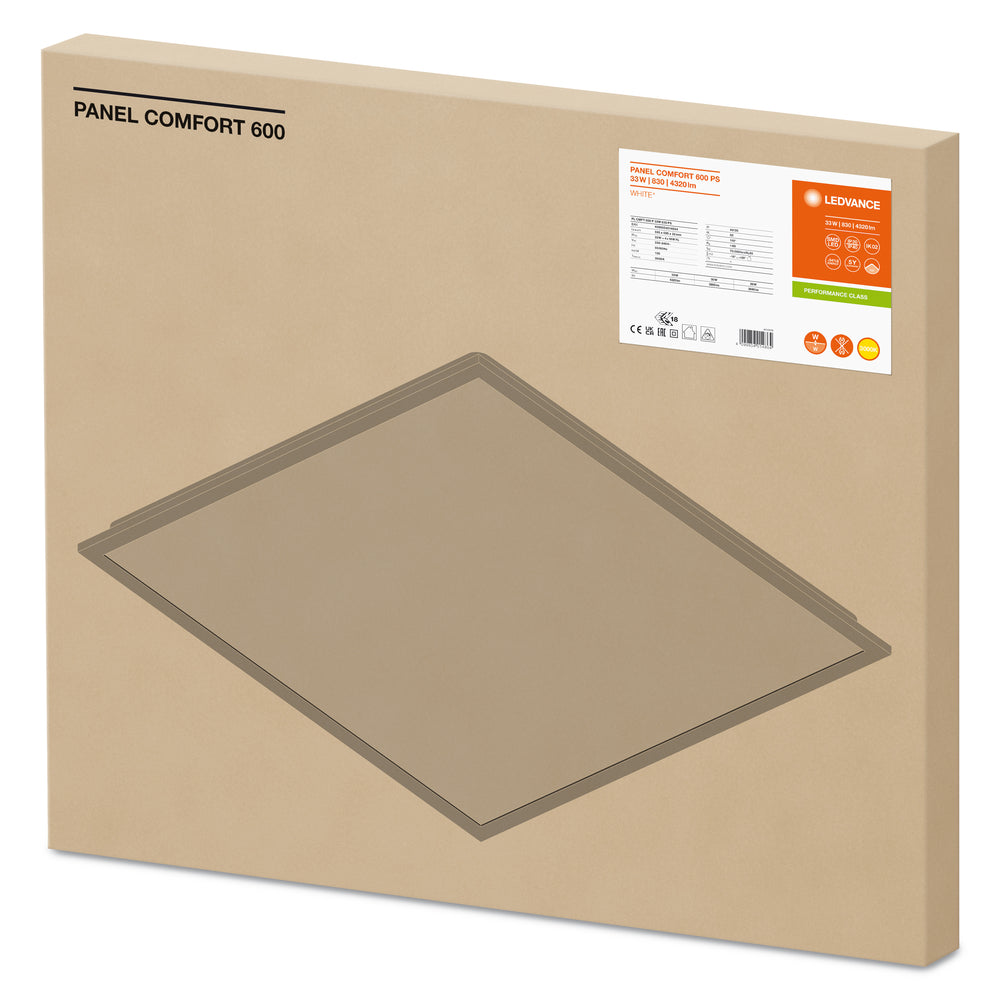 Ledvance LED Panel 60x60cm, 33W, 3000K, 1300 lumens/W, IP20, CRI 80, 120° Beam, Aluminium, CE RoHS, for you
