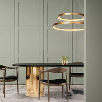 Lucide VIDAL LED pendant light, dimmable 92W 2700K, Ø78cm, IP20, CRI 80, matte gold brass finish