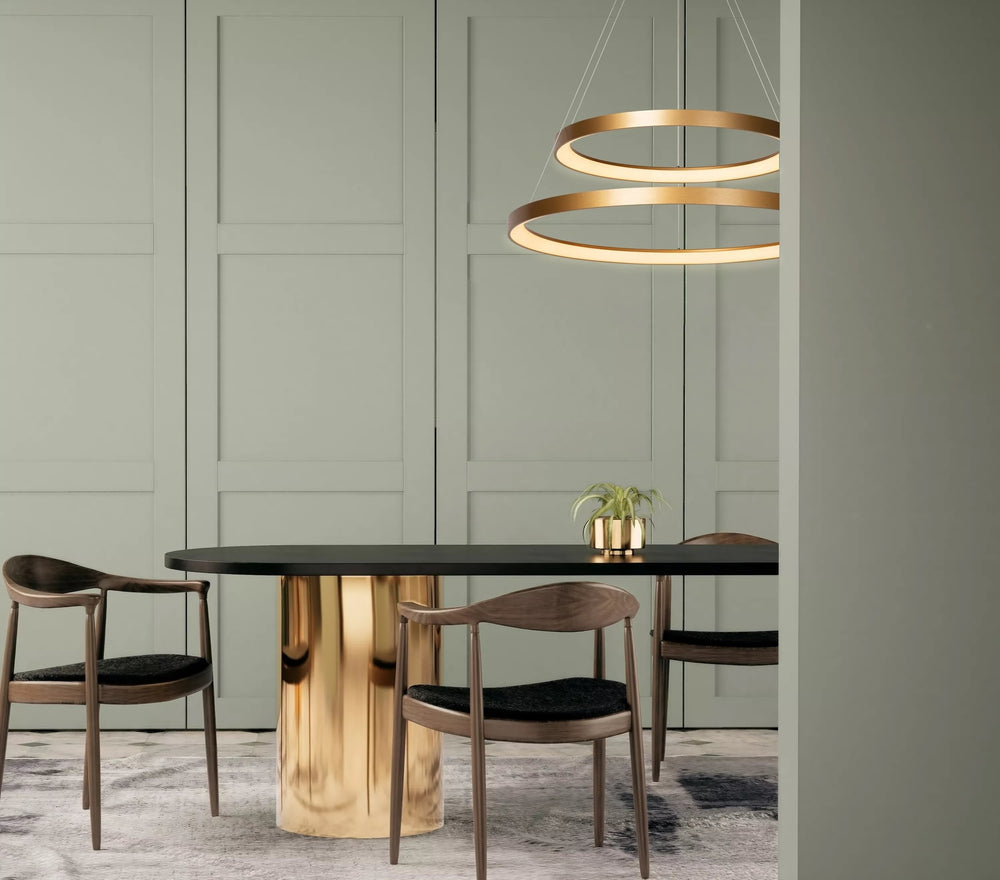 Lucide VIDAL LED pendant light, dimmable 92W 2700K, Ø78cm, IP20, CRI 80, matte gold brass finish
