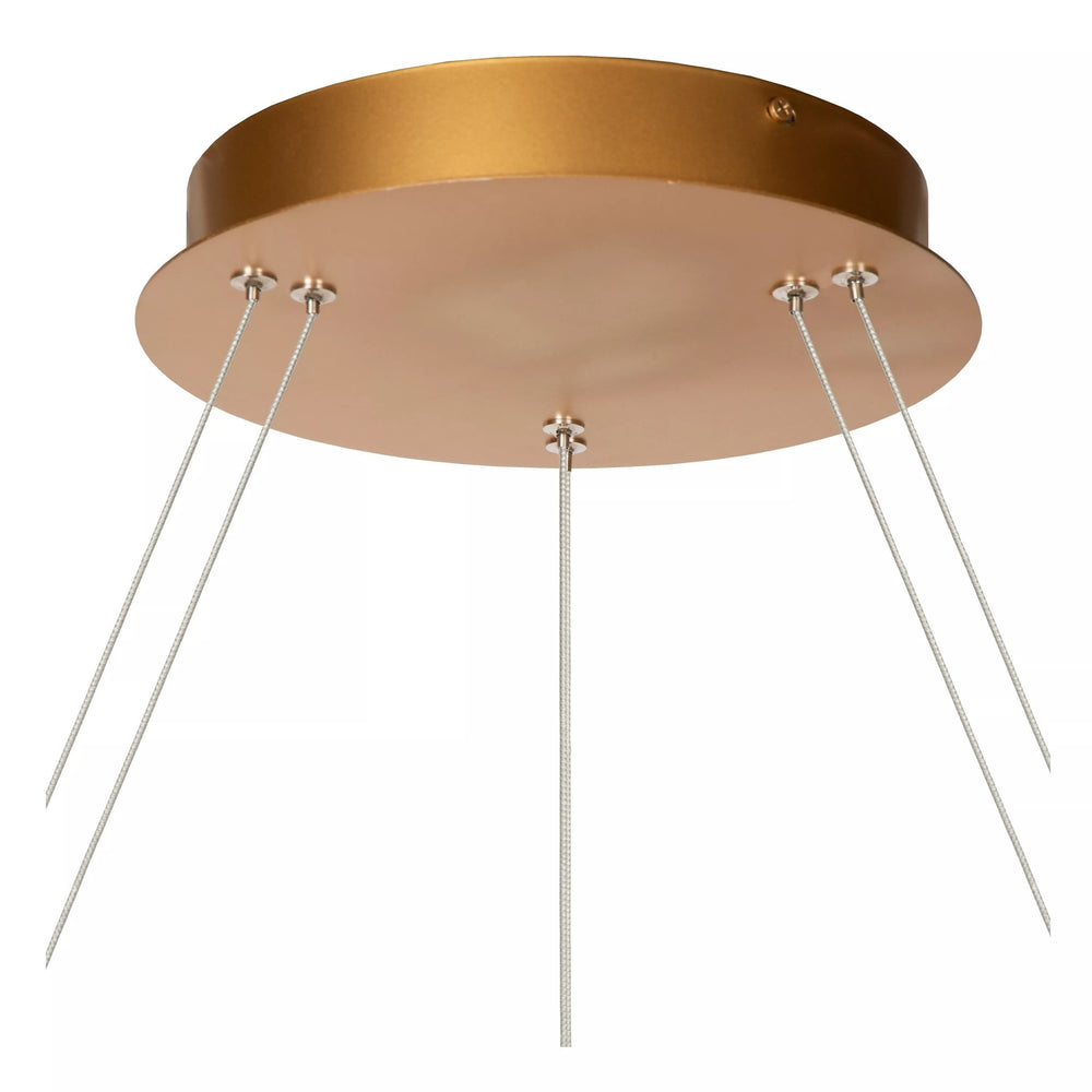 Lucide VIDAL LED pendant light, dimmable 92W 2700K, Ø78cm, IP20, CRI 80, matte gold brass finish